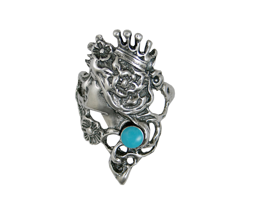 Sterling Silver Fairy Queen Ring With Turquoise Size 10 Sterling Silver Fairy Queen Ring With Turquoise Size 10